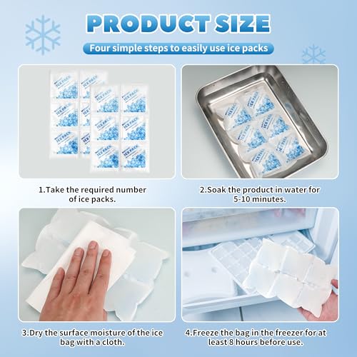 100 Sheets Reusable Freezer Ice Packs for Coolers & Lunch Boxes - Long-Lasting Gel Ice Packs, Cuttable 600 Cells, Keep Food/Drinks Cold for Shipping, Camping, Beach, Fishing - style: 5.5''x8.2'' 100 Sheets 600 Cells
