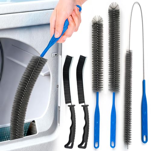 Dryer Vent Brush and Refrigerator Coil Cleaning Brush - Professional Appliance Cleaning Brush Set Dryer Vent Brush Kit with Long Handle for Lint Trap, Condenser, Radiator,grout brush for Deep Cleaning