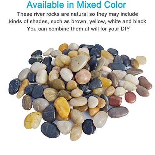 2 LB Aquarium Gravel River Rock - Natural Polished Decorative Gravel, Small Decorative Pebbles, Mixed Color Stones,for Aquariums, Landscaping, Vase Fillers (32-Oz)