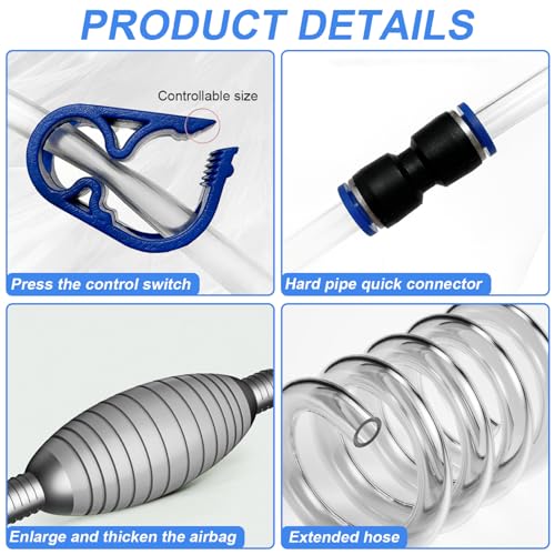 Aquarium Siphon, 87 Inch Segmented Aquarium Water Changer with Flows Control Valve and Hanger, Transparent Fish Tank Cleaner