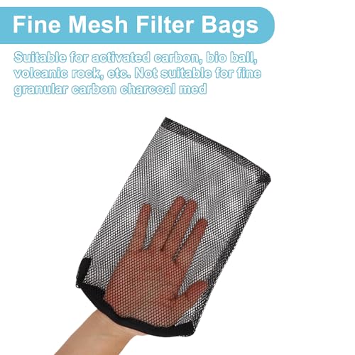 Aquarium Filter Media Bags, Fine Mesh Filter Bags, Mesh Zipper Bags for Activated Carbon Resin Filters, Reusable Fish Tank Filter Bag, 11.8 x 7.8 Inch, Black