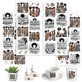 UV DTF Cup Wraps, 4 Sheets Black Women Quotes 16oz Glass Cups, Clear Transfer Stickers for Tumblers and Bottles, Assorted Pattern Set - style: Black Women Quotes
