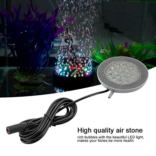 Aquarium Air Stone, 19 LEDs Round Bubble Generator Fish Bubble Light Air Pump Bubble Stone Lamp Colorful Fish Submersible Light Aquarium air Bubble Light
