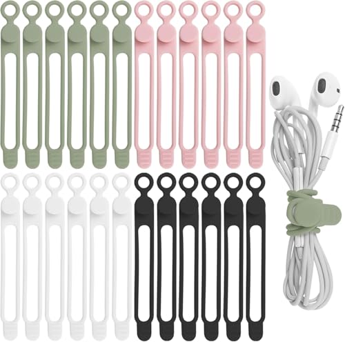 Silicone Cable Organizer Clips with Extra Strong Adhesive – No Slip Wire Holder for Charging Cables, USB, Earphones – Desk, Office, Home & Car Cable Management