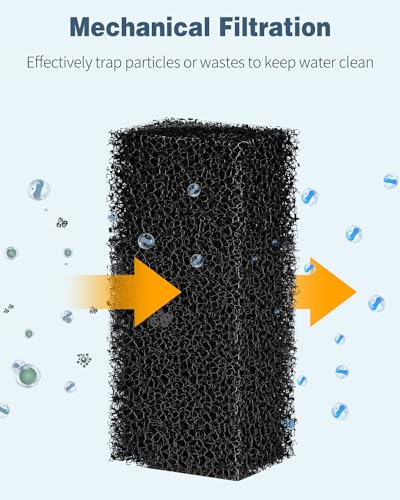 Pawfly 4 Pcs Replacement Filter Pads for 3-10 Gallon Internal Aquarium Filter, Fish Tank Filter Media Sponge, Black Bio Foam for Water Filtration - size: Replacement Filter(3-10 Gal)