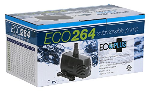 EcoPlus 290 GPH (1098 LPH, 17W) Submersible Water Pump w/ 6 ft Power Cord | Aquarium, Fish Tank, Fountain, Pond, Hydroponics