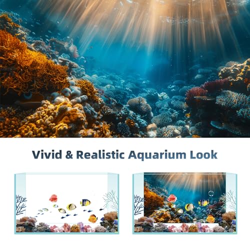 2 Pack Aquarium Background, 28×12 inch Vinyl Cloth Fish Background,Ocean & Black, for Fish Aquarium Decor Background - color: 2 pack, size: 28x12in