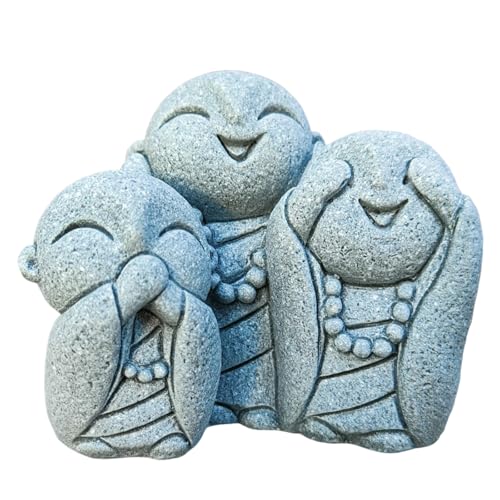 livelyfish Japanese Buddha Bosatsu Feng Shui Praying Monk Statue Sandstone Happy/Smiling Miniature Figurine Ornament for Fish Tank Aquarium Home Garden Decoration (E) - size: E