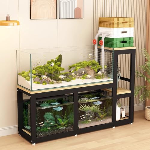 Fish Tank Stand,Large Fish Tank Storage Rack, Heavy-Duty Steel Frame, High Capacity Organizer for Home & Pet Shops, Space-Saving Design (Black, 45cm/17.7in) - color: Black, size: W 45cm/17.7in