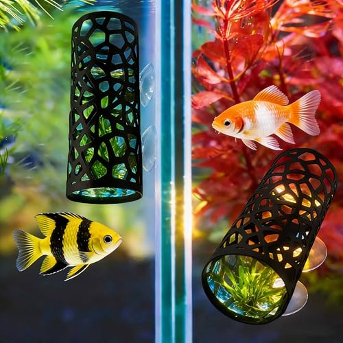 Black Metal Betta Fish Hammock Hideout Cave Aquarium Tunnel with Hollow Pattern, Floating Betta Log Resting Spot, Shrimp Cave Habitat, Betta Fish Tank Accessories, Small Fish Enrichment Toy - color: Fish Hammock - B