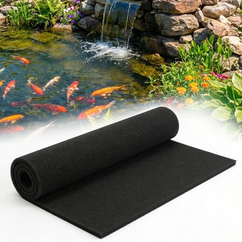 POPOSOAP Pond Filter Pad, Pond Filter Media, Coarse (Black) Bio Filter Media Foam Sponges, Cut-to-Size Foam for Fish Tank 39.37" × 19.69" × 0.79" - size: 1 Roll (Cuttable)