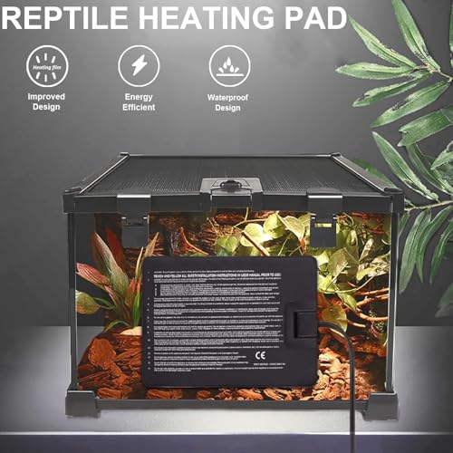 Aiicioo Reptile Heating Pad - Hermit Crab Heater Heat Mat for Reptiles Snake Lizard Terrarium 16 Watt - size: 8" X 12"(16W)