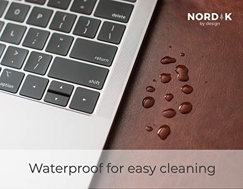 Nordik Leather Desk Mat - Whiskey Brown - Cable Organizer - Premium Mouse Mat & Desk Pad Protector - 35 X 17 Inch - Felt Vegan Leather - Large Office Mouse Pad & Blotter - color: Whiskey Brown