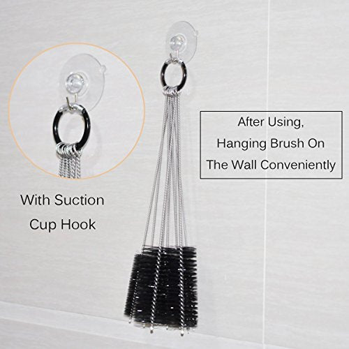 Eboot 10 Pcs 8.2 Inch Tube Cleaning Brushes Nylon Cleaner Brush Long Sink Drain Pipe Cleaning Brushes 10 Different Diameters for Bottle Straw Tumbler Home Sink Plumbing