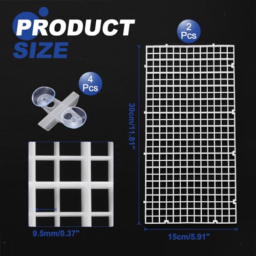 uxcell 2Pcs Aquarium Fish Tank Divider, 12x6 Inch Plastic Egg Crate Light Diffuser Grid Filter Bottom Partition Separator with Sucker Clips and Suction Cups for Aquarium, White - color: White, size: 12x6 Inch