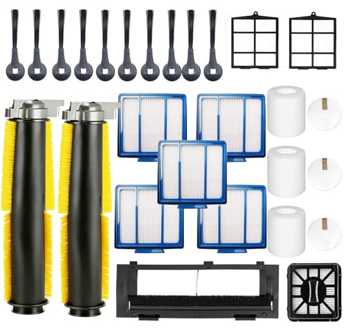 24pcs Big-Kit Replacement Part Accessories Compatible for Shark IQ R101AE RV1001AE AV912S AV1002AE RV100AE UR1000SR Side/Sweep Brush Filter Main/Roller/Cover/Self-Clean Base Filter - color: 24pack