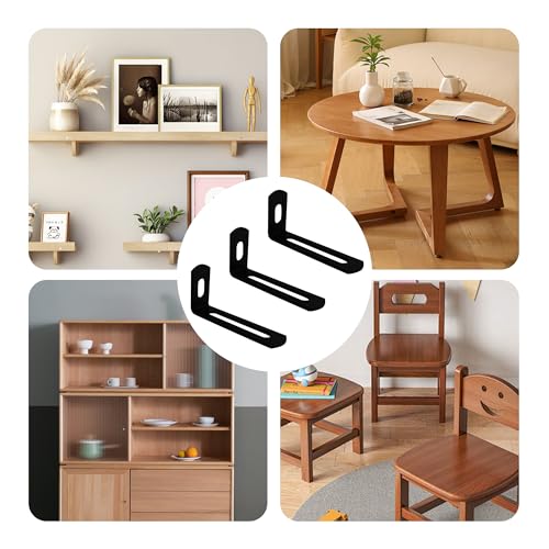 20Pcs 2"x1"x0.5"Adjustable Right Angle Brackets, Slotted L Bracket Metal 90 Degree Corner Fastener L-Shape Corner Brace Support Black Shelf Bracket - size: 2"x1", style: BLACK/20PCS