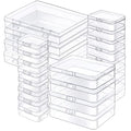 24 Pack Mixed Sizes Rectangular Mini Plastic Containers Clear Plastic Storage Boxes with Hinged Lids and Labels Empty Beads Organizers for Small Items Art Craft Jewelry Projects - size: 4 Size 24 Pcs