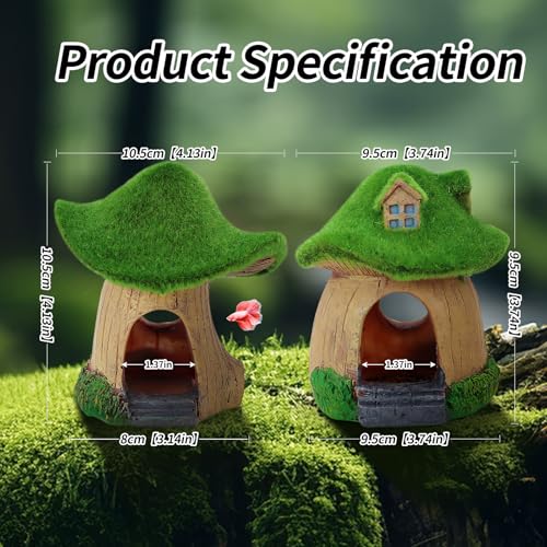 WishLotus Mushroom Fish Tank Accessories, Resin Aquarium Decorations with Hollow Hole Fishtank Decorations for Shrimp Betta Betta Fishtank Accessories for Resting Playing Hiding (Fat Mushroom)