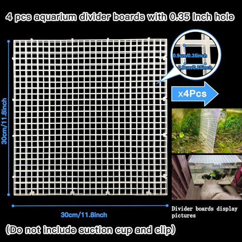 Adjustable Aquarium Fish Tank Divider Filter Bottom Plastic Grid Fish Tank Isolation Board Egg Crate Tray(White, 4pcs 11.8X11.8Inch with 0.35Inch Hole) - color: White, size: 4pcs 11.8X11.8Inch with 0.35Inch hole