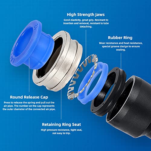 60Pcs Quick Connect Air Hose Fittings 1/4 inch OD 15 Spliters,15 Elbows,15 tee,15 Straight Quick Release Pneumatic Push to Connect Fittings Kit Air Line Fittings for 1/4 inch Tube - size: 60 PCS