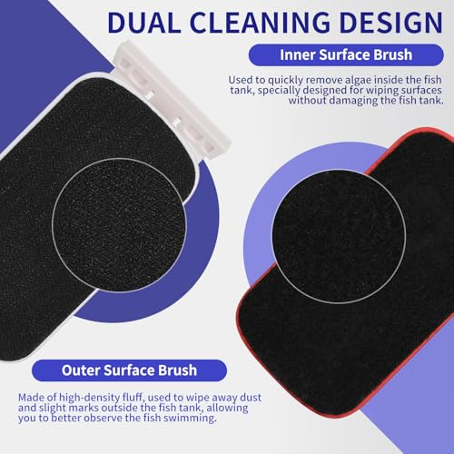 Fish Tank Magnetic Aquarium Cleaner Brush,Algae Scraper Cleaning Tools for Glass Cleaner,Floating Scrubber Brush,Easy to Clean,Two Algae Scraper,Suitable for 5/8 to 1-1/9 Inch Fish Tank(Large)