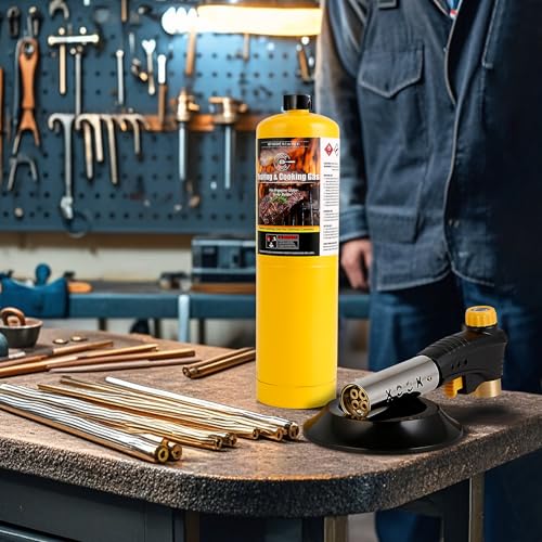 Propane Torch Head,Powerful 4-Flame Blow Torch Head Trigger Start Propane Torch with Igniter MAPP Gas Torch Kit Grill Gun on 1-lb Propane Tank Holder for Soldering Welding Brazing Cooking - style: Torch Only