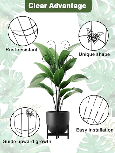 Metal Butterfly Trellis for Climbing Plants Indoor, 4 Pack 30 Inch Taller Garden Trellis for Potted Plants, Monstera Plant Support Stakes for Ivy Pothos Hoya Flower Outdoor (Black) - color: Gold-NEW