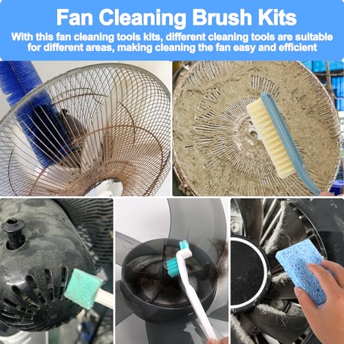 XANGNIER Fan Cleaning Brush Tools Set,10 Pcs Fan Cleaner for Stand up Fan/Desk/Window Exhaust/Box/Oscillating/Standing/Floor/Clip on/Wall/Table/Wall Mount/Pedesta Fan,Bendable Cobweb Duster Remover - color: Multicolor1