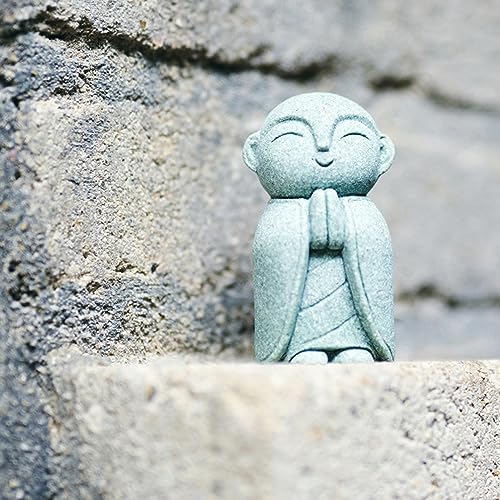 livelyfish Mini Monk Statue Japanese Buddha Figurine Feng Shui Praying Monk Statues Sandstone Sculptures for Fish Tank Aquarium Home Decoration, 10 - size: 10