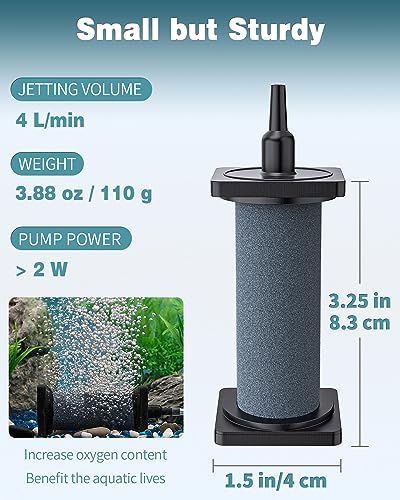 Pawfly Aquarium Air Stone for Air Pump 3 Inch Fish Tank Air Stone Bubbler Cylindrical Bubble Release Tool Oxygen Diffuser for Fish Tanks Buckets Small Ponds and DWC Systems, 2 Pack