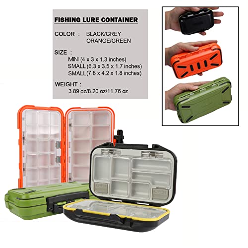 Goture Small Tackle Box, Waterproof Fishing Lure Boxes Tackle Box Bait Plastic Small Storage Case Accessories Containers Orange SMALL 6.3'' X 3.5'' X 1.7'' - color: Orange SMALL(Size: 6.3'' L X 3.5'' W X 1.7'' H)