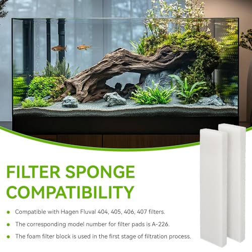 A-226 Foam Filter Pad Inserts for Hagen Fluval 404, 405, 406, 407, Foam Filter Sponge for Aquarium, Replacement Filter Media Sponge for Freshwater and Saltwater Tanks, 12 Pack