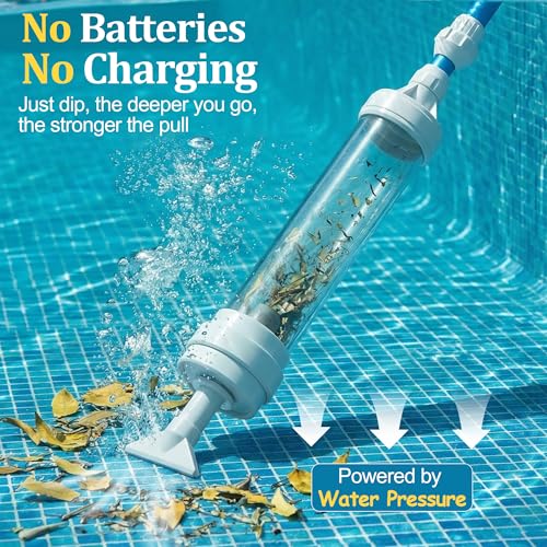 Spa Vacuum Compatible with 6250 Paradise Power, No Pumping, No Batteries or Electricity, Powered by Water Pressure, Cordless Hot Tub Vac Cleaner Picks up Leaves, Sand&Debris, with Telescopic Handle