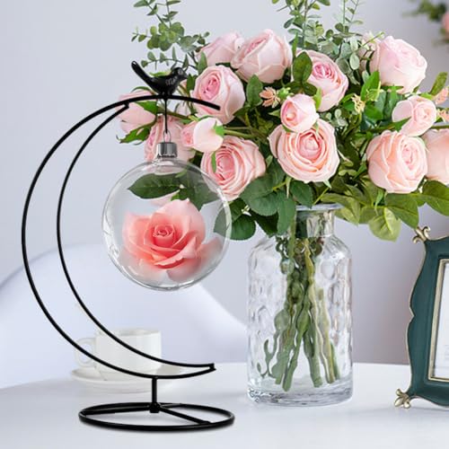 YY YEARCHY Ornament Display Stand Metal Stand Terrarium Air Plant Stand Flower Pot Holder Iron Pothook Stand for Hanging Glass Globe Ball - color: Black, size: 10"x7"x4.8"