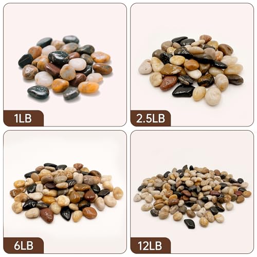 River Rocks Pebbles for Indoor Plants 3/8-1 Inch Natural Aquarium Gravel Decorative Fish Tank Rocks Garden Landscaping Decor - color: mixed, size: 1 LB