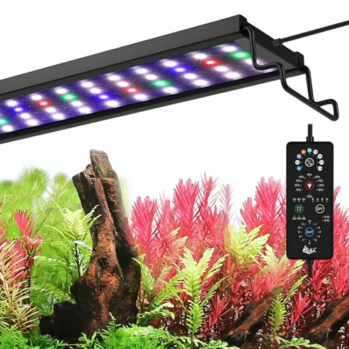 AQQA Aquarium Plant Light Full Spectrum LED Fish Tank Light IP68 Waterproof with 24/7 Natural Mode & DIY RGBW Mode, 9 Colors & 10-Level Brightness Adjustable, 6 Timer Settings for 18"-24" Tank (18W) - size: 18-24inch