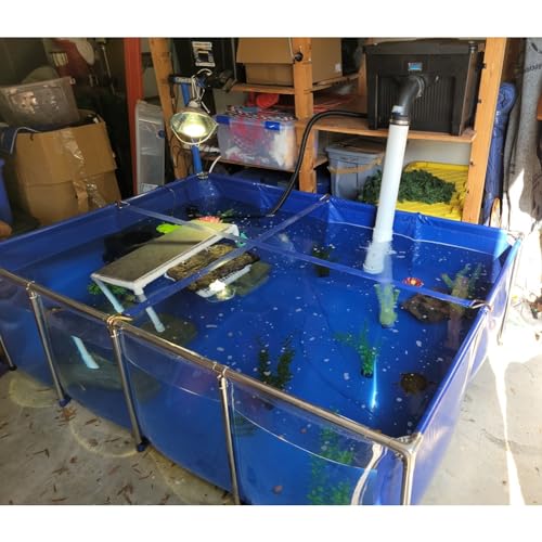 PVC Canvas & Steel Pipe Frame, Large Aquarium Pool Pond for Fish & Aquatic Pets, Transparent Viewing Window Panel, Easily Assembled(50x40x30cm) - size: 50x40x30cm