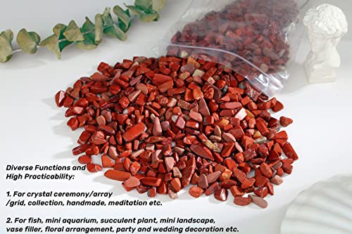250G Red Jasper Crystals Polished Rocks 0.28-0.35" Tumbled Stones Chips Stone Crushed Crystal Natural Quartz Gem Gravel Home Decoration Aquarium Tank Succulent Plants Vase Filler Landscape Ornament - color: Red Jasper, size: 0.55 Pound