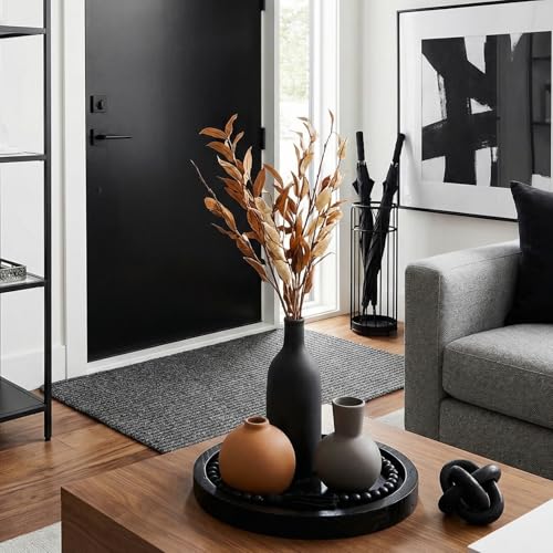 6 Pieces Ceramic Vase Set for Table Centerpieces Decor Include Wood Chain Link Bead Garland Boho Rustic Serving Tray for Home Table Living Room Dining Decoration(Black) - color: Black
