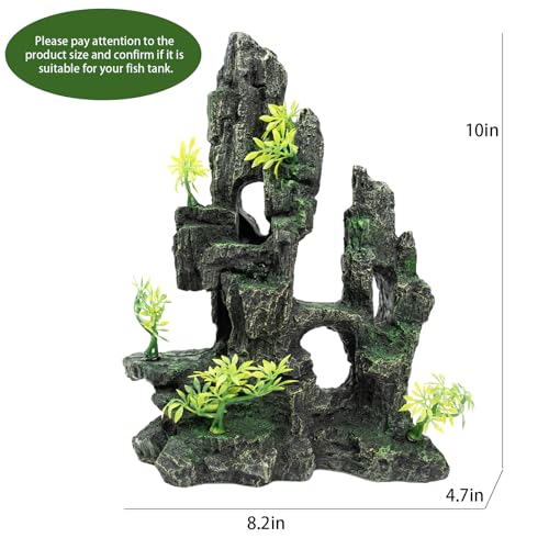 Aquarium Decor - Fish Tank Decorations with Mountain View Stone Ornament, Ideal for Betta, Snails, Turtle, Hiding, Climbing, Exploring, Landscaping, Aquascaping