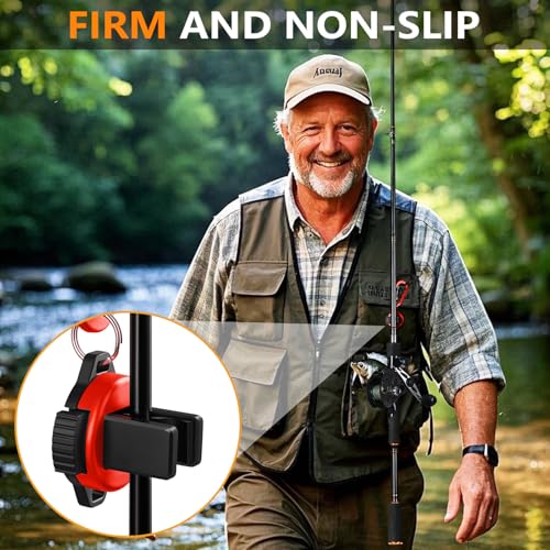 Fishing Rod Clip（Extra-Strength Version）, Wearable Fish Rod Holder， Fly Fishing Pole Holder Pole Clips Fly Fish Accessories - color: red