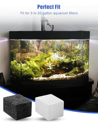 OCHIKI 4 Sets Aquarium Tank Filter Maintenance Kit Fit for AquaClear 20, Three-Stage Filtration Tank Carbon Filter & Foam Filter & Ceramic Rings & Bags for 5 to 20 Gallon Aquariums - size: for 5-20 Gallon