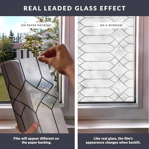 Gatehouse Large Window Privacy Film by Artscape - Textured Leaded Glass Design, Static Cling, Two-Way Privacy, UV Protection, Leaves No Residue, Made in USA - 36 x 72 Inch - color: Gatehouse Large