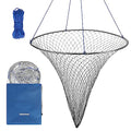 QualyQualy Large Bridge and Pier Fishing Net 32''/39'' Hoop, Foldable Drop Net Pier Fishing for Saltwater with Rope, Landing Net with Nylon Mesh, Collapsible Soft Steel Ring - color: Gray, size: M: 32''×36''