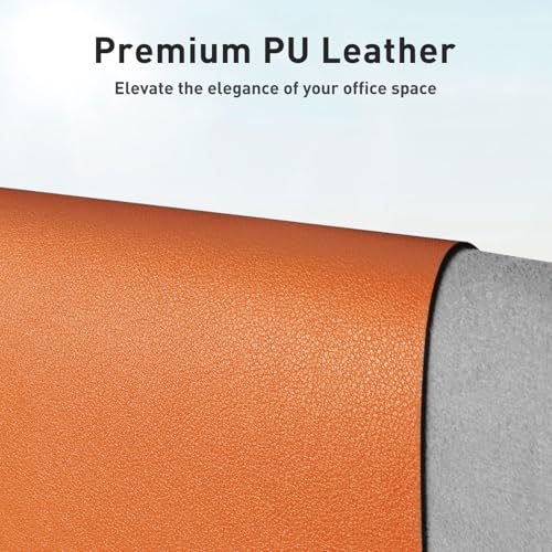 Aothia Leather Desk Pad Protector, Mouse Pad, Office Desk Mat, Non-Slip PU Leather Desk Blotter, Laptop Desk Pad, Waterproof Desk Writing Pad for Office and Home (23.6" x 13.7", Hermes Orange) - color: Hermes Orange, size: 23.6" x 13.7"