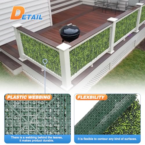 TANG 20"x20"-1PC Artificial Greenery Boxwood Panels Grass Wall Panel, Faux Privacy Fence Ivy Screens Backdrop Fake Hedge for Indoor Outdoor Wedding Décor, Boxwood with Backing - color: Boxwood With Backing, size: 20"x20"