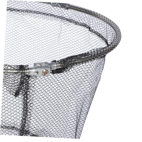 4pcs Soft Flexible Fishing Landing Net Replacement Head, Foldable Deep Stainless Steel Mesh, 40cm Round Black Net, Freshwater and Saltwater Fishing Accessory