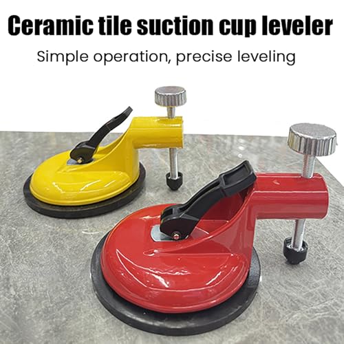 Adjustable Height Setter - 2026 Upgraded Pro Countertop Alignment Clamps, Suction Cup Level Adjustable Screw Scale Knob Tile Leveling Tool, Floor Gap Fixer Tool - Pack of 2 Red Yellow - color: Red Yellow