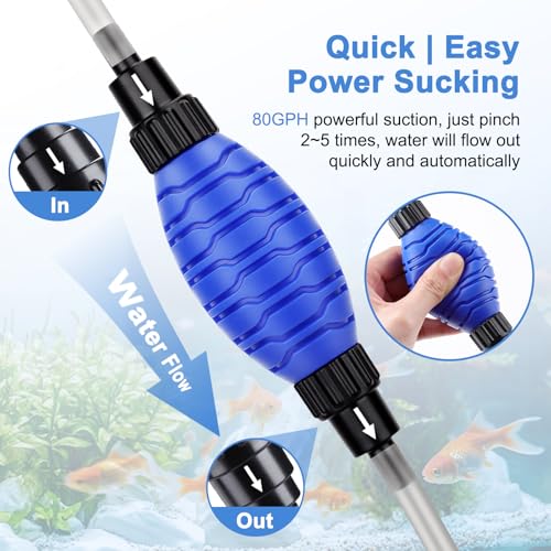 fishkeeper Siphon Ball Pump Head Replacement – Compatible with FK018 and Most Manual Aquarium Gravel Cleaners, 80GPH High Pressure Quick Start Vacuum Pump for Easy Water Change (Small) - size: Siphon Ball(Small)